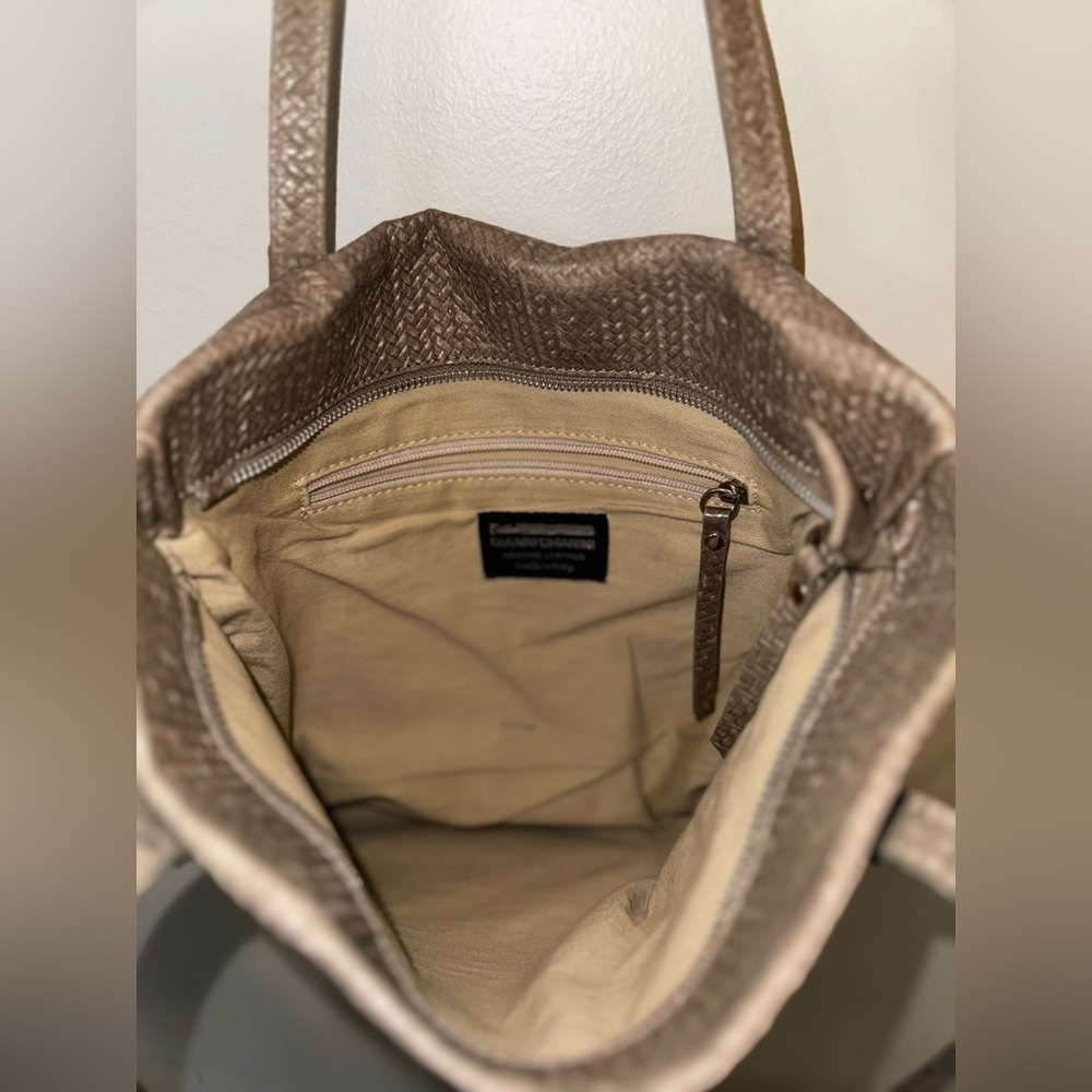 Gianni Chiarini Woven Leather Tote Bag with Zipper - Made in Italy - Picture 3 of 11
